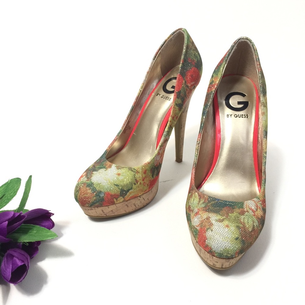 G by Guess Floral Multicolor Platform Pumps